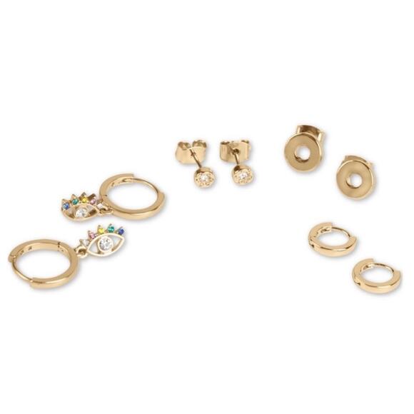 Lucky Brand Rainbow Pave Huggie Earring Set - Picture 1 of 3